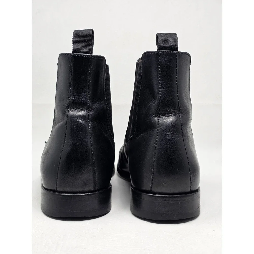 Hugo Boss Mens Black Leather Chelsea Boots 50388428 Size 9.5 Almond Toe Dress